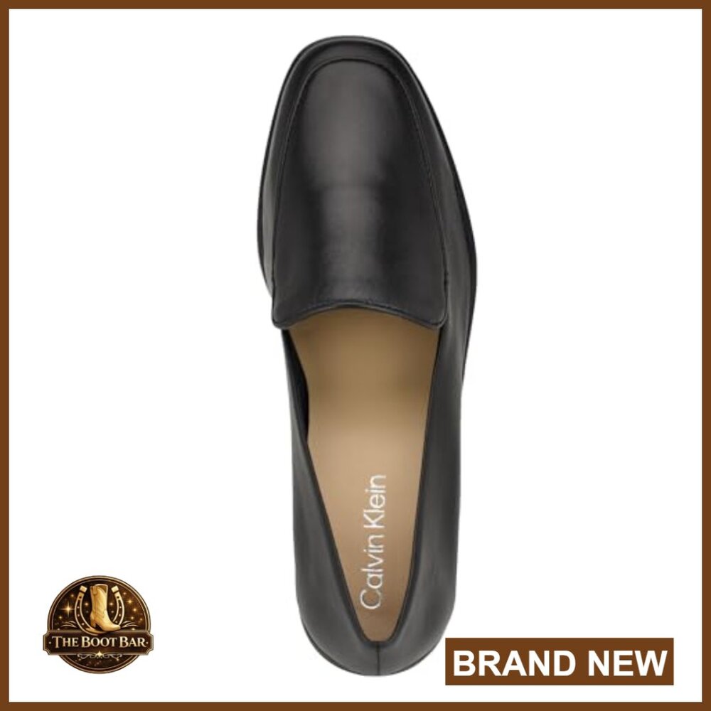 Leather Loafers Slip-On Square Toe Flat Heel Walking Shoes - Picture 2 of 6